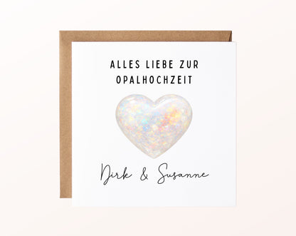 Opalhochzeit Karte - Opalherz - personalisiert