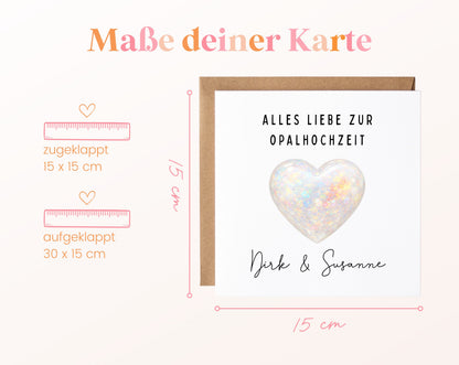 Opalhochzeit Karte - Opalherz - personalisiert