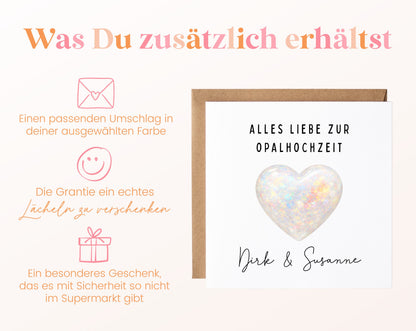 Opalhochzeit Karte - Opalherz - personalisiert