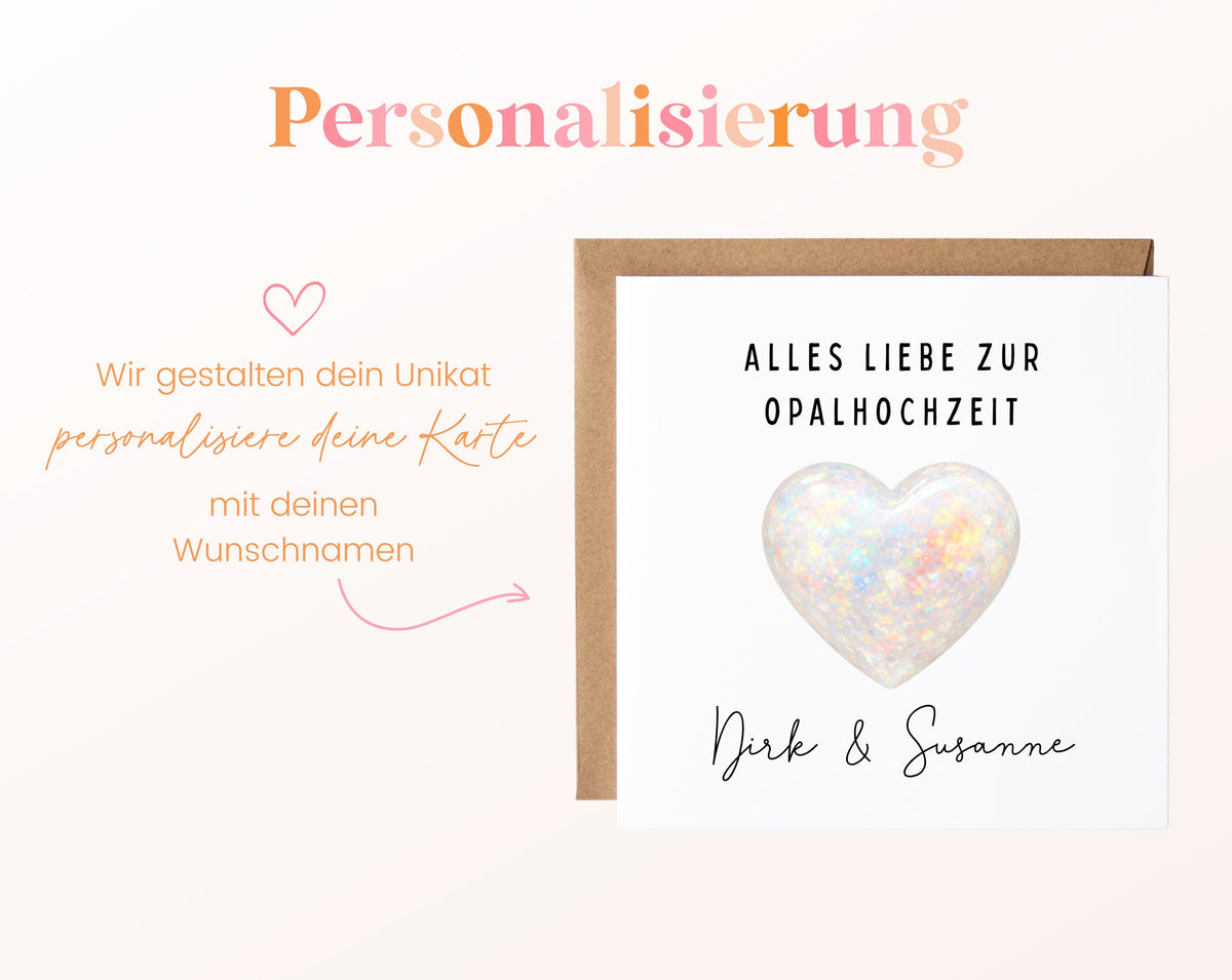 Opalhochzeit Karte - Opalherz - personalisiert
