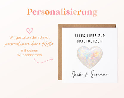 Opalhochzeit Karte - Opalherz - personalisiert