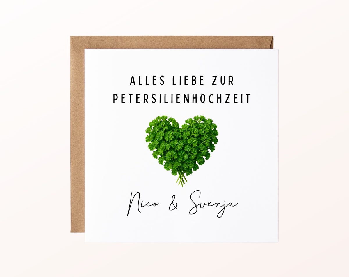 Petersilienhochzeit Karte - Herz - personalisiert