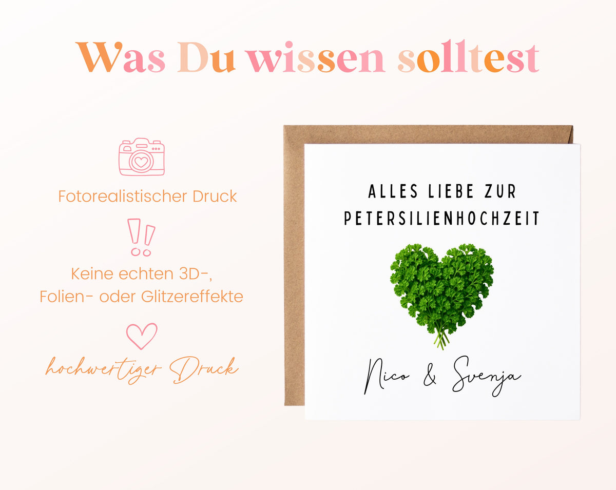 Petersilienhochzeit Karte - Herz - personalisiert