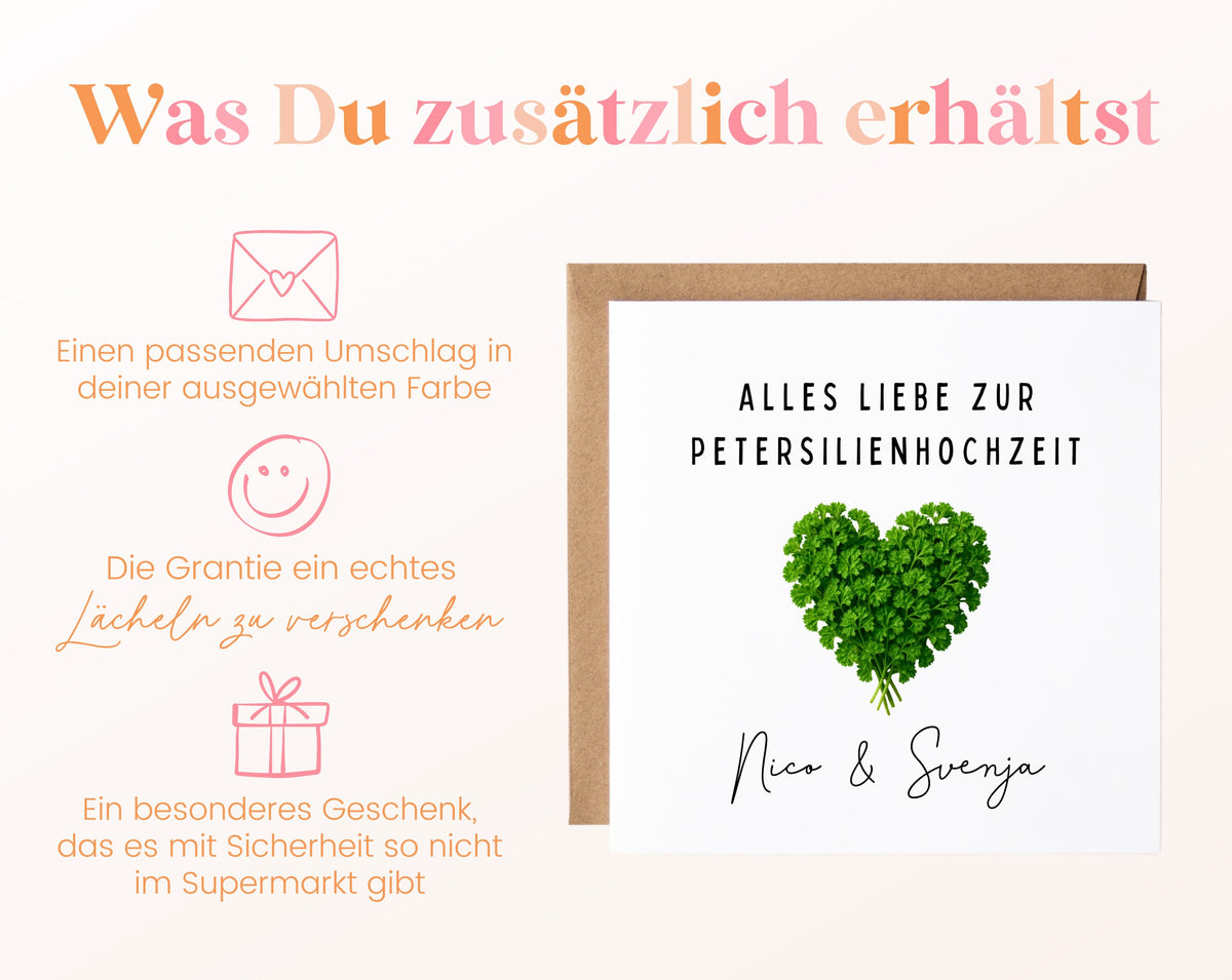 Petersilienhochzeit Karte - Herz - personalisiert