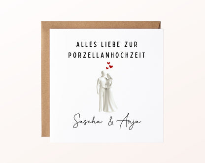Porzellanhochzeit Karte - stehendes Paar - personalisiert