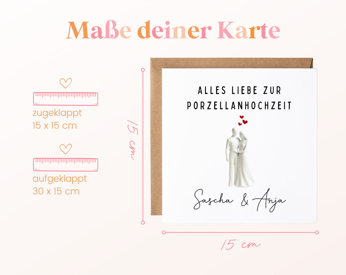 Porzellanhochzeit Karte - stehendes Paar - personalisiert
