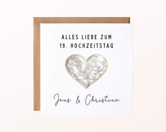 Perlmutthochzeit Karte - Perlmuttherz - personalisiert
