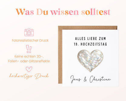 Perlmutthochzeit Karte - Perlmuttherz - personalisiert