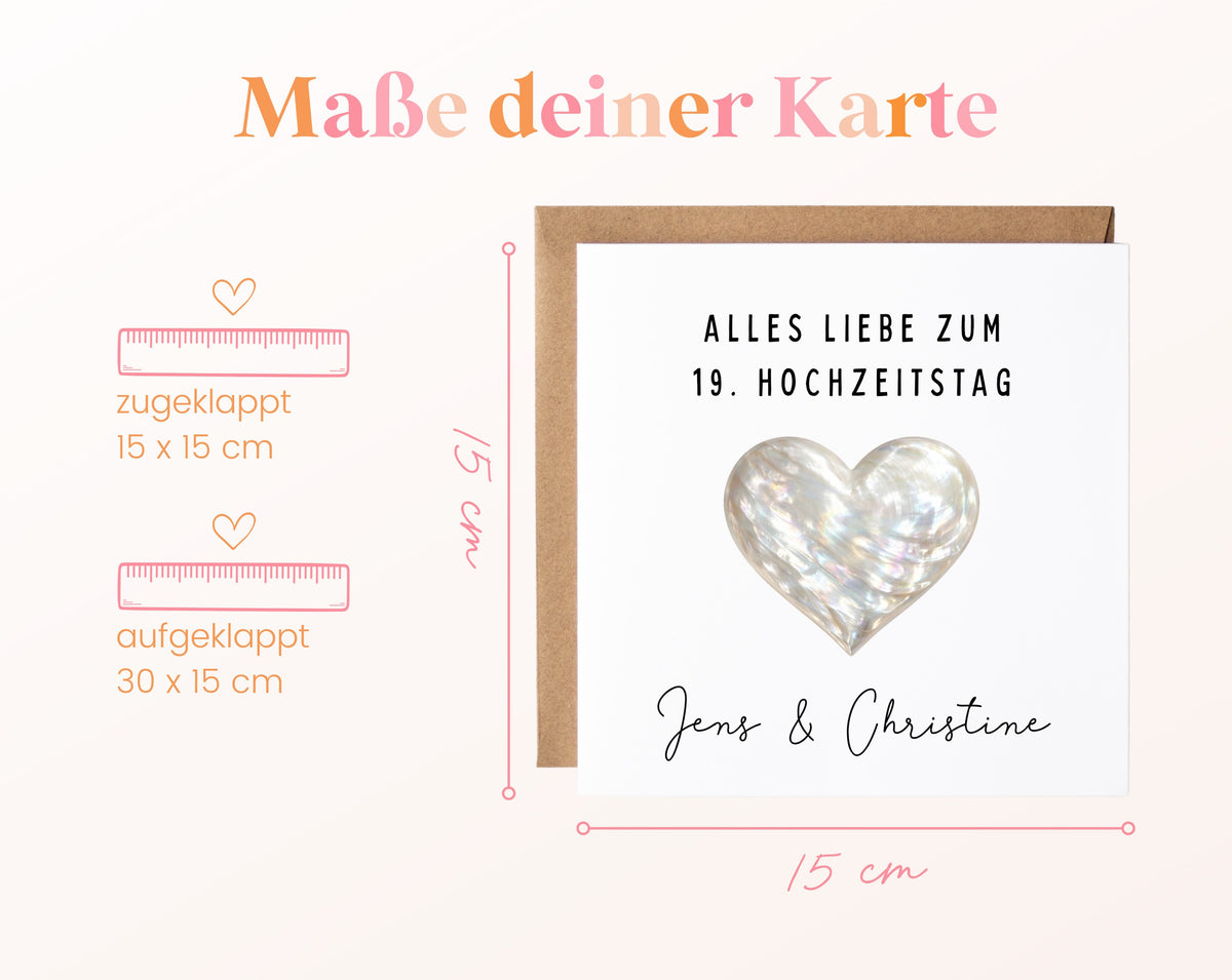 Perlmutthochzeit Karte - Perlmuttherz - personalisiert