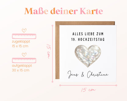 Perlmutthochzeit Karte - Perlmuttherz - personalisiert