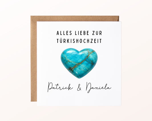 Türkishochzeit Karte - Türkisherz - personalisiert