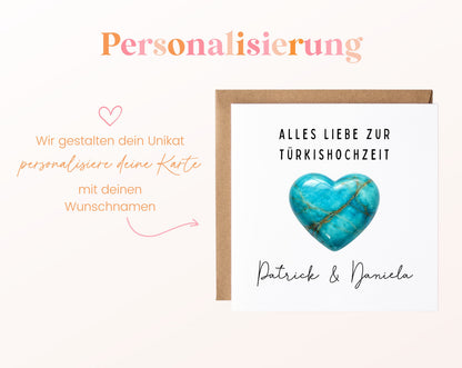 Türkishochzeit Karte - Türkisherz - personalisiert