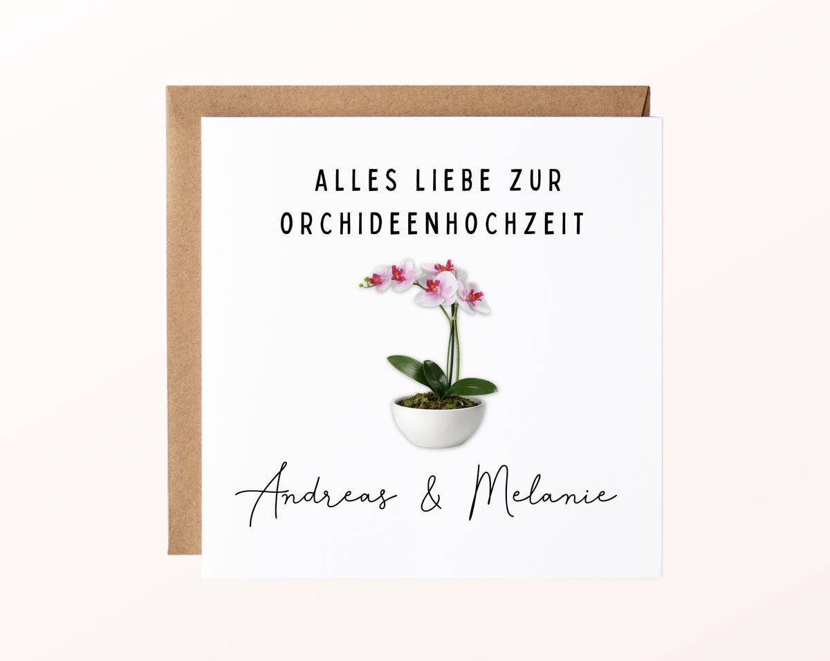 Orchideenhochzeit Karte - Orchidee im Topf - personalisiert