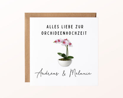 Orchideenhochzeit Karte - Orchidee im Topf - personalisiert
