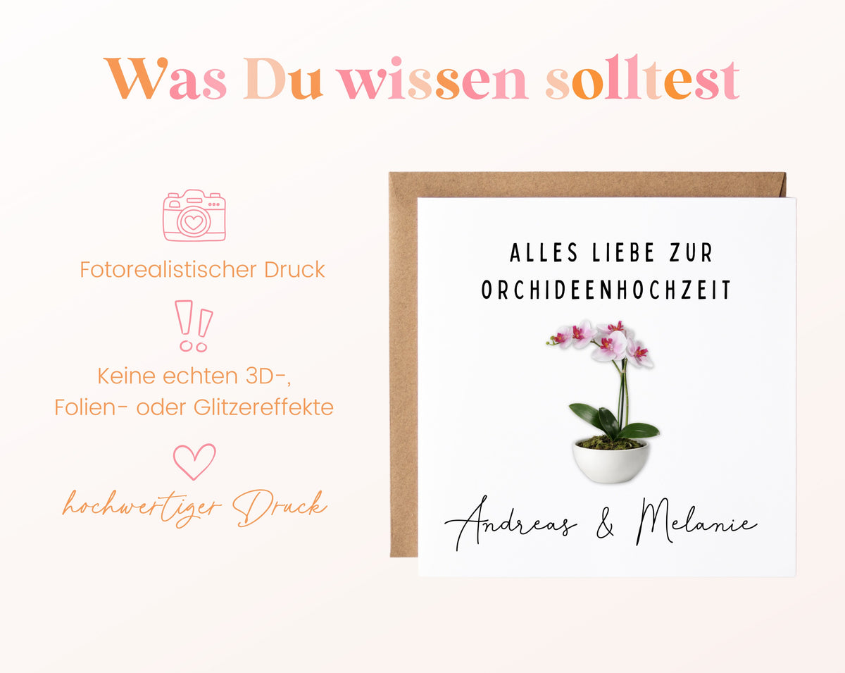 Orchideenhochzeit Karte - Orchidee im Topf - personalisiert