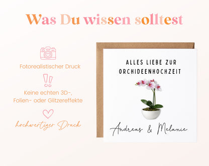 Orchideenhochzeit Karte - Orchidee im Topf - personalisiert
