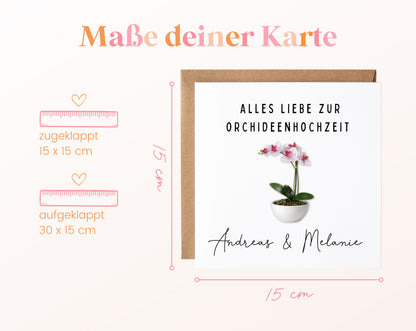 Orchideenhochzeit Karte - Orchidee im Topf - personalisiert