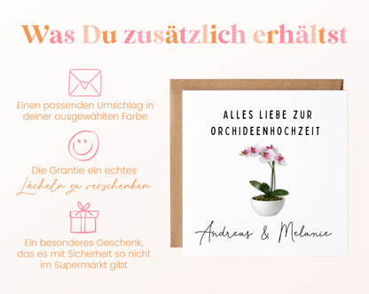 Orchideenhochzeit Karte - Orchidee im Topf - personalisiert