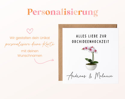 Orchideenhochzeit Karte - Orchidee im Topf - personalisiert