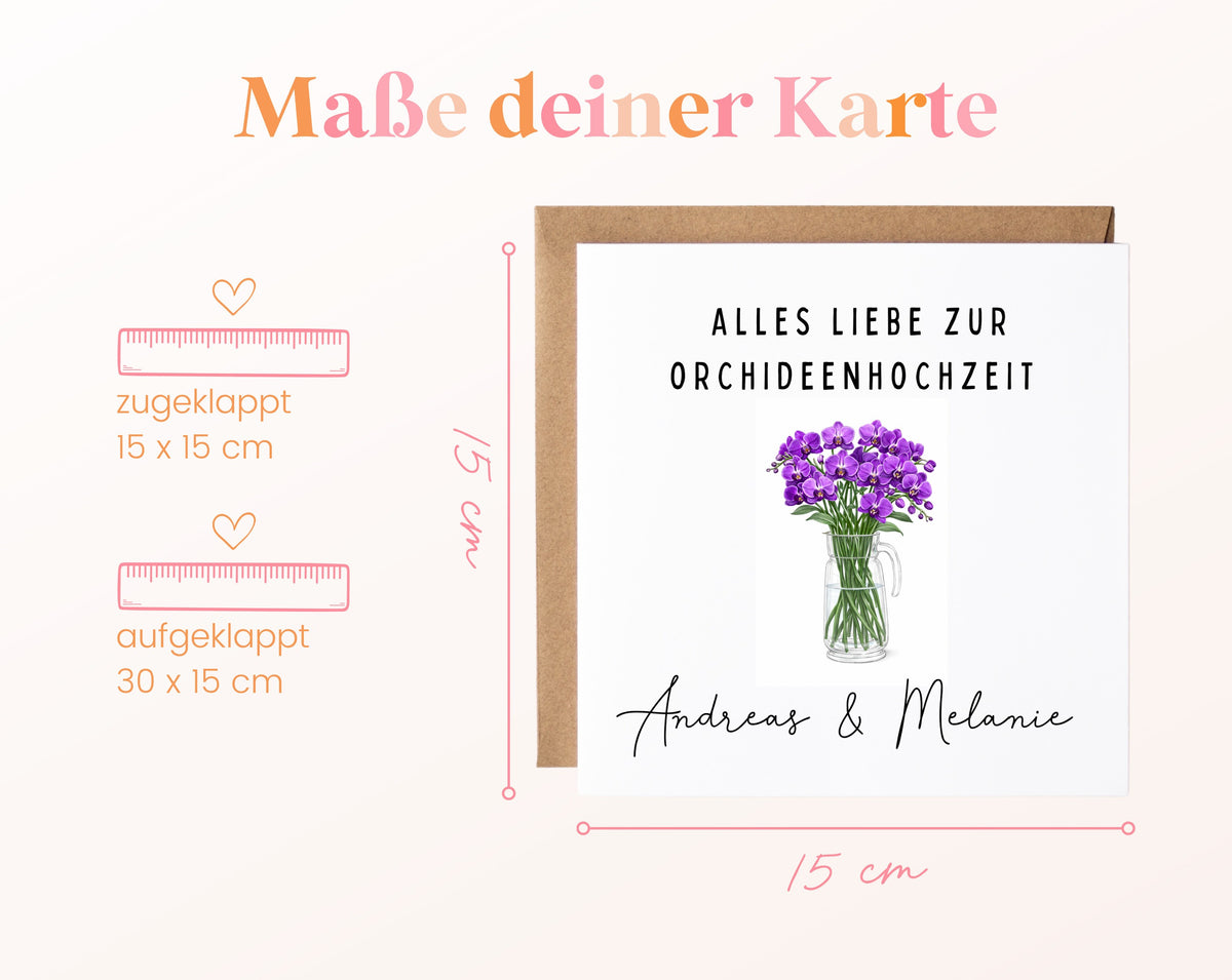 Orchideenhochzeit Karte - Blumenstrauß - personalisiert