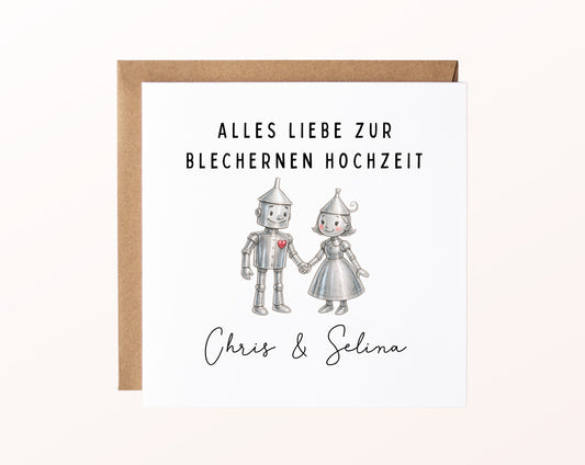 Blechhochzeit Karte - Blechpaar - personalisiert