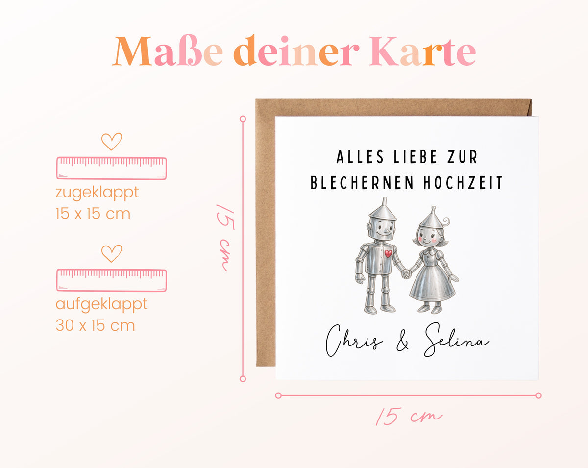 Blechhochzeit Karte - Blechpaar - personalisiert