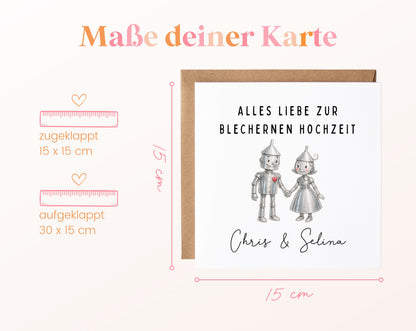 Blechhochzeit Karte - Blechpaar - personalisiert
