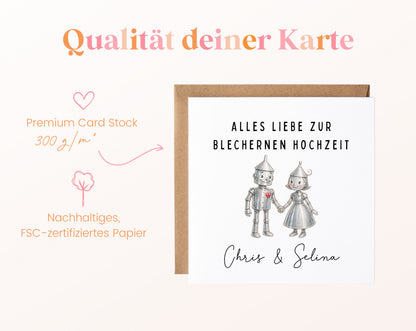 Blechhochzeit Karte - Blechpaar - personalisiert