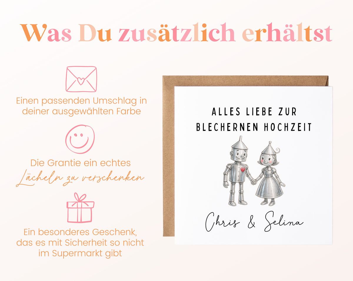 Blechhochzeit Karte - Blechpaar - personalisiert