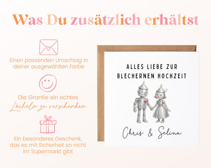 Blechhochzeit Karte - Blechpaar - personalisiert