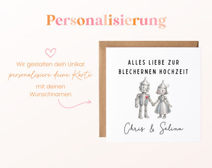 Blechhochzeit Karte - Blechpaar - personalisiert