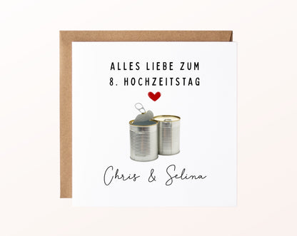 Blechhochzeit Karte - Dosen - personalisiert