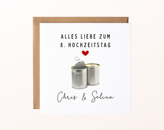 Blechhochzeit Karte - Dosen - personalisiert