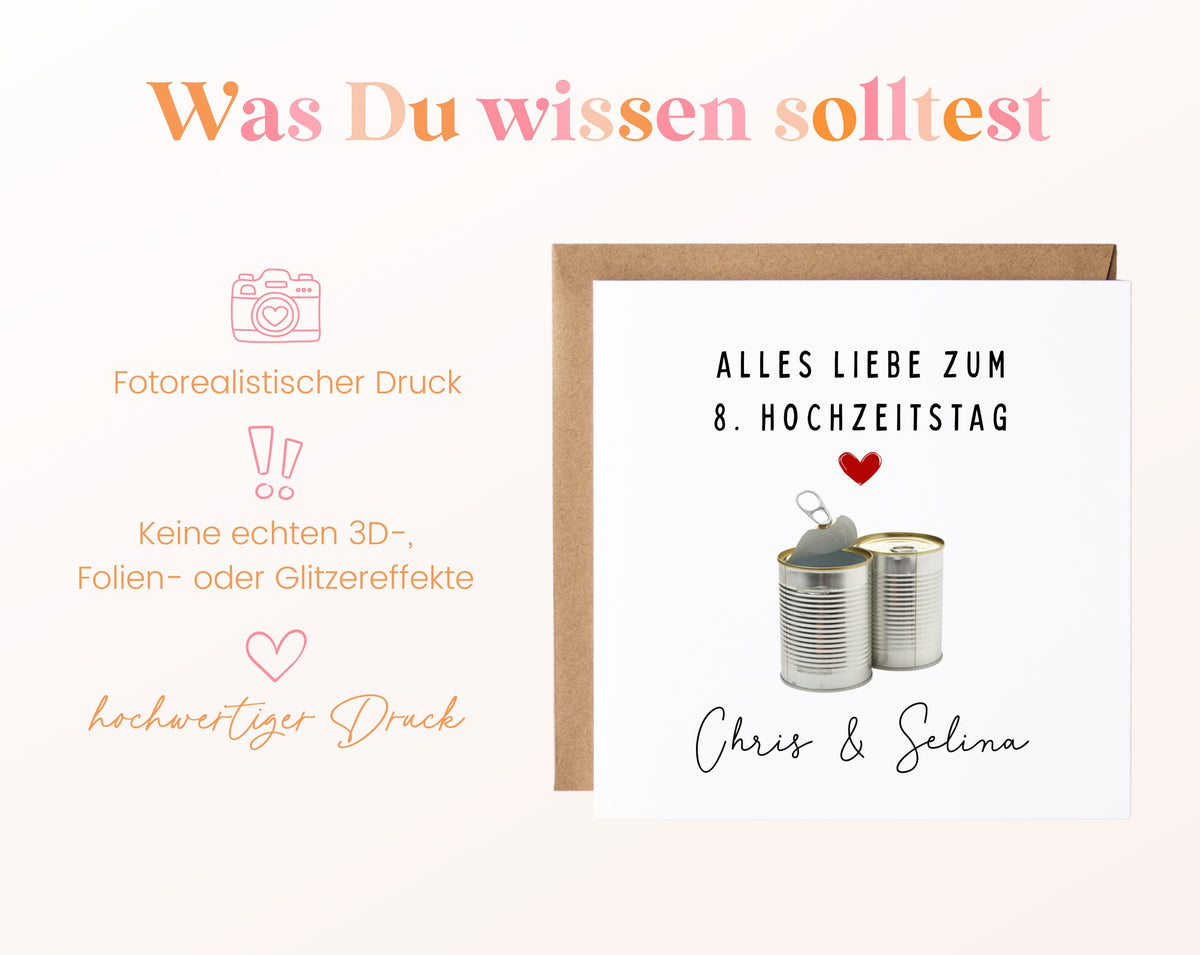 Blechhochzeit Karte - Dosen - personalisiert