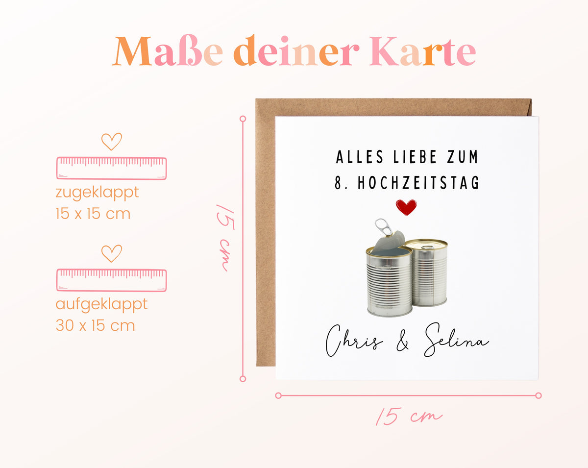 Blechhochzeit Karte - Dosen - personalisiert