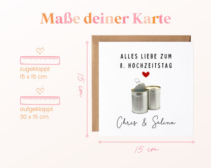 Blechhochzeit Karte - Dosen - personalisiert