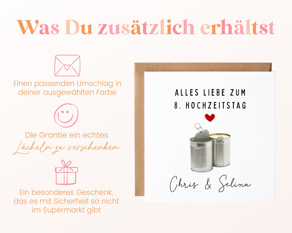 Blechhochzeit Karte - Dosen - personalisiert