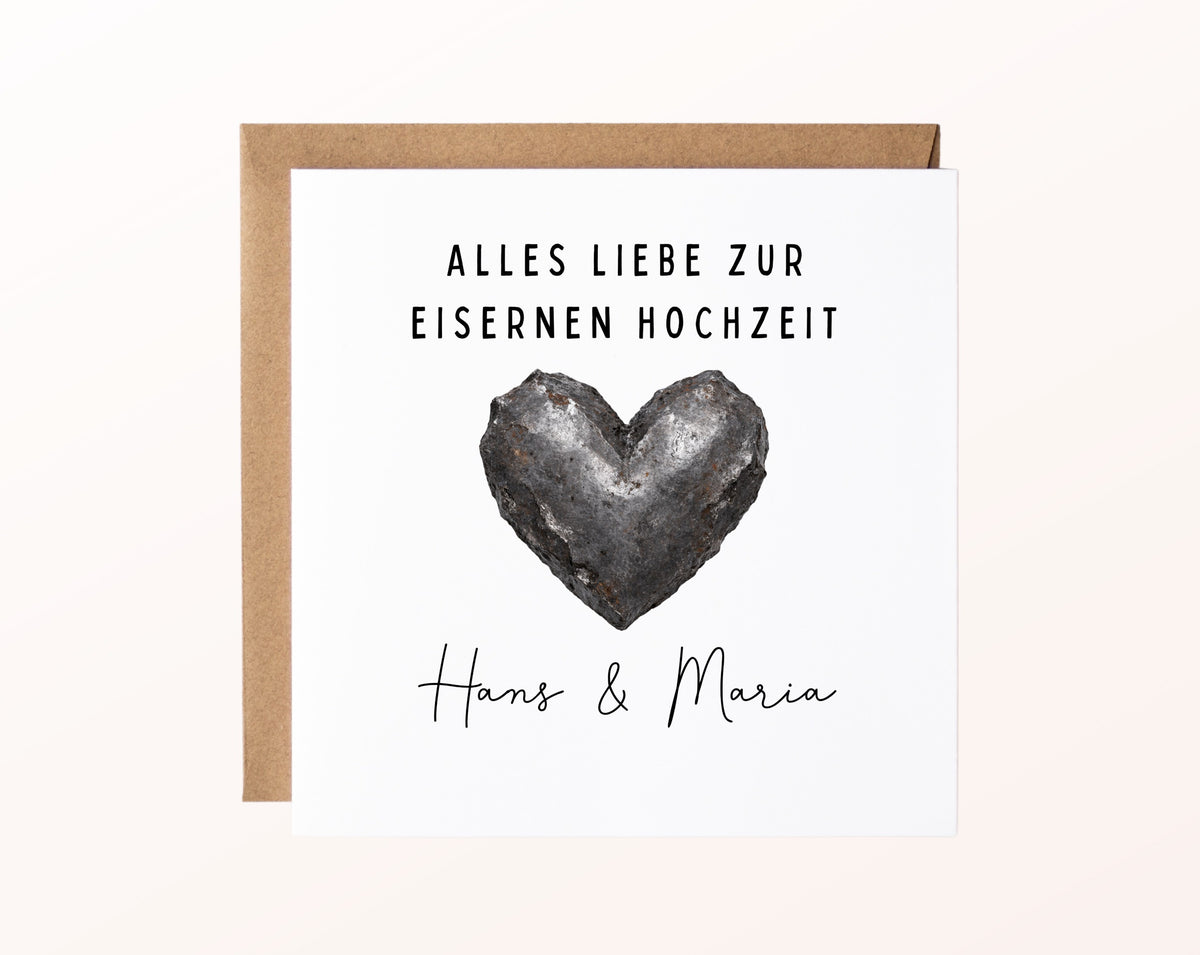 Eiserne Hochzeit Karte - Eisenherz - personalisiert