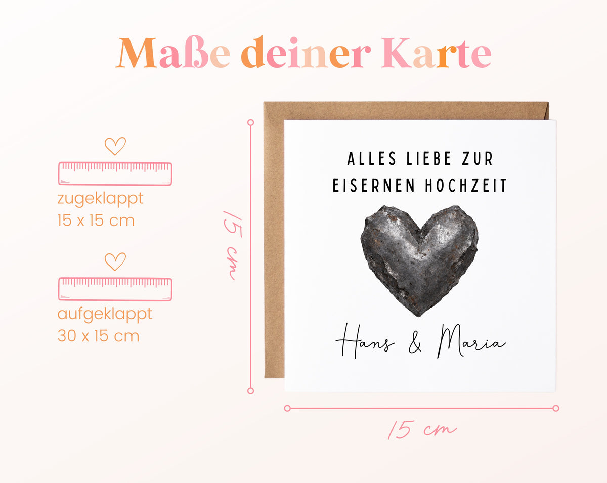 Eiserne Hochzeit Karte - Eisenherz - personalisiert