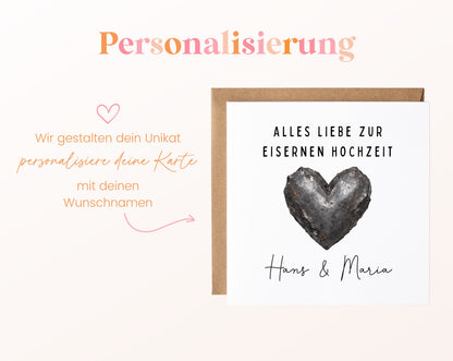 Eiserne Hochzeit Karte - Eisenherz - personalisiert