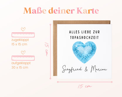 Topashochzeit Karte - Topasherz - personalisiert