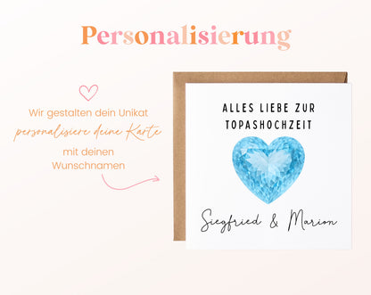 Topashochzeit Karte - Topasherz - personalisiert