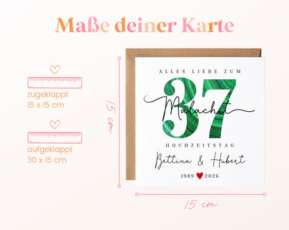 Malachithochzeit Karte - Malachitzahl 37 - personalisiert