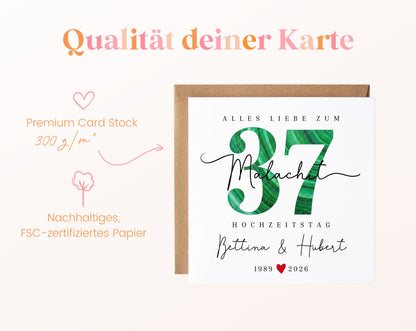 Malachithochzeit Karte - Malachitzahl 37 - personalisiert