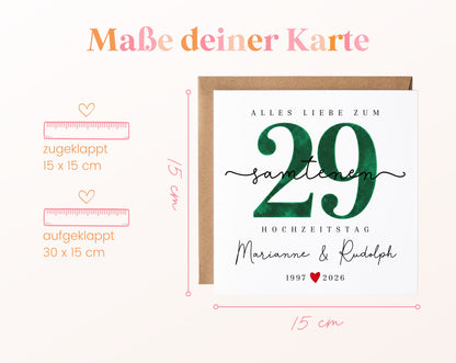 Samthochzeit Karte - Samtzahl 29 - personalisiert