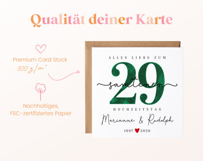 Samthochzeit Karte - Samtzahl 29 - personalisiert