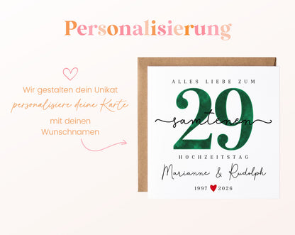 Samthochzeit Karte - Samtzahl 29 - personalisiert