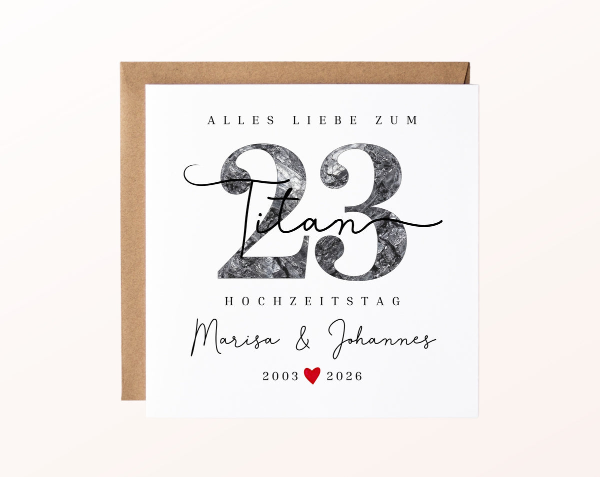 Titanhochzeit Karte - Titanzahl 23 - personalisiert