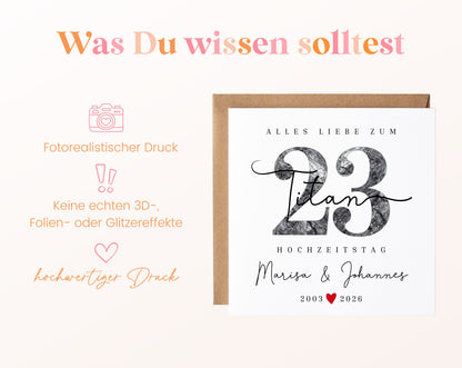 Titanhochzeit Karte - Titanzahl 23 - personalisiert
