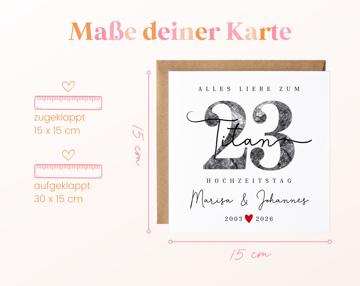 Titanhochzeit Karte - Titanzahl 23 - personalisiert